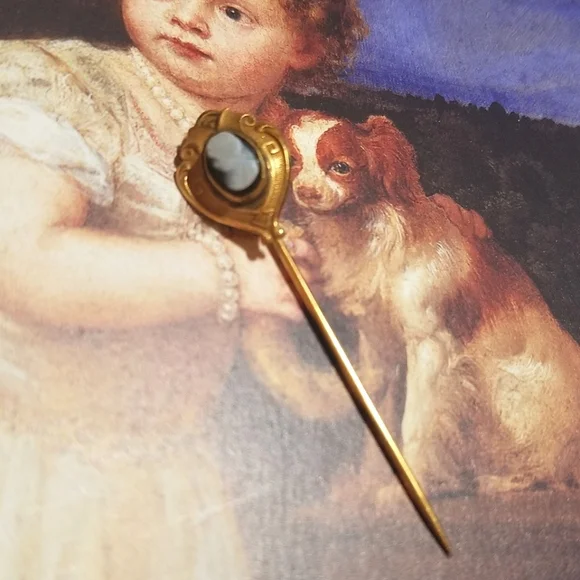Victorian Antique Hard Stone Cameo Stick Pin - Picture 2 of 6